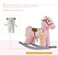 thumbnail image 5 of Qaba Kids Plush Ride-On Rocking Horse with Bear Toy,Children Chair with Soft Plush Toy & Fun Realistic Sounds,Pink,Pink Wood Toys Kids Bikes Riding Toys, 5 of 10