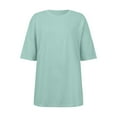 thumbnail image 4 of LIIPEE Womens Summer T Shirts Solid Color Crew Neck Short Sleeve Basic T Shirt Ladies Casual Comfortable Everyday Tees,XL, 4 of 5