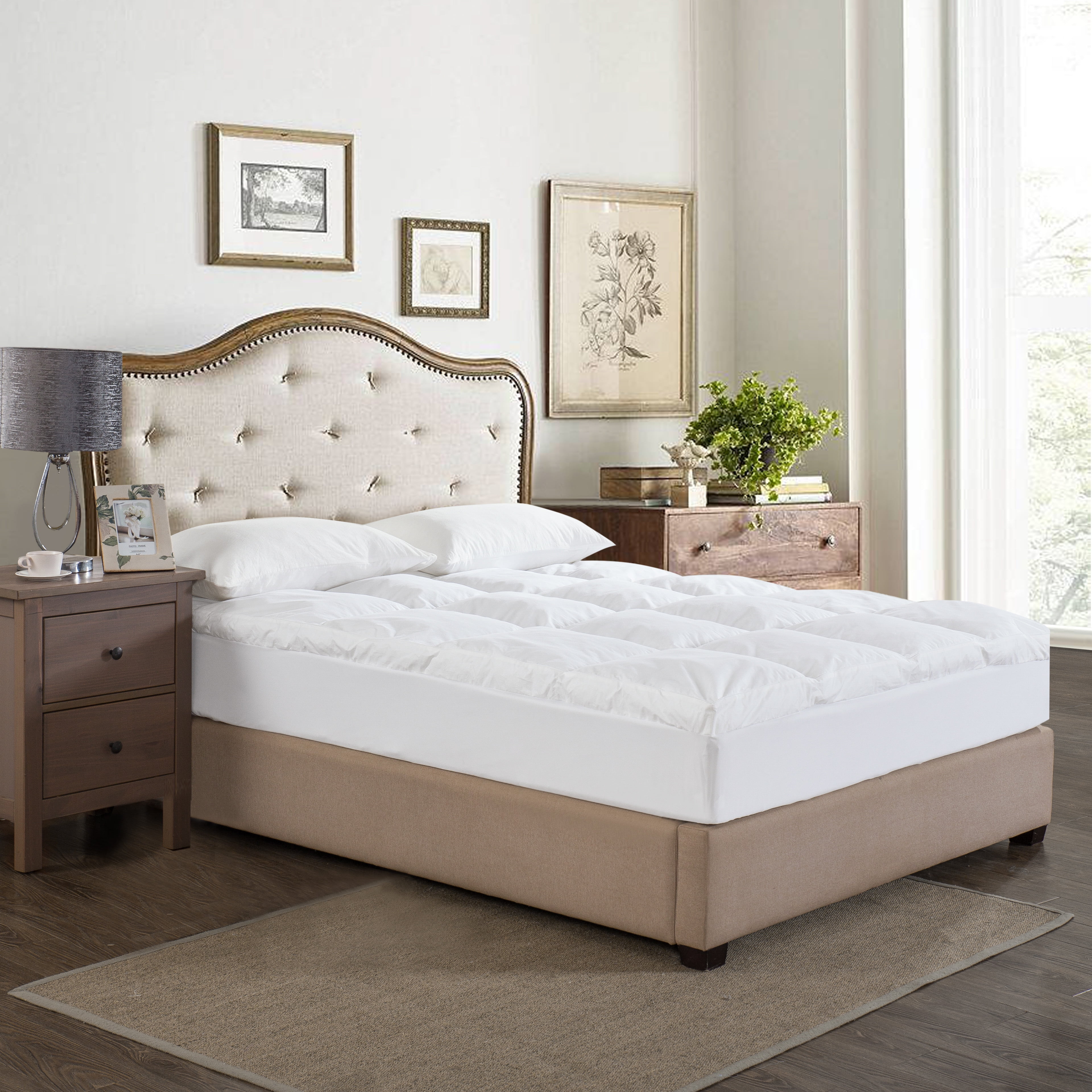 St. James Home Dual Chamber Down Alternative and Nano Feather Mattress Topper - White Queen