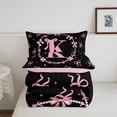 thumbnail image 5 of meiyoeat Pink Ribbon Bow Twin Comforter Sets,3D Monogrammed K Bedding Set For Girl,Pink Reversible,2-Piece,1 Comforter and 1 Pillowcase, 5 of 7
