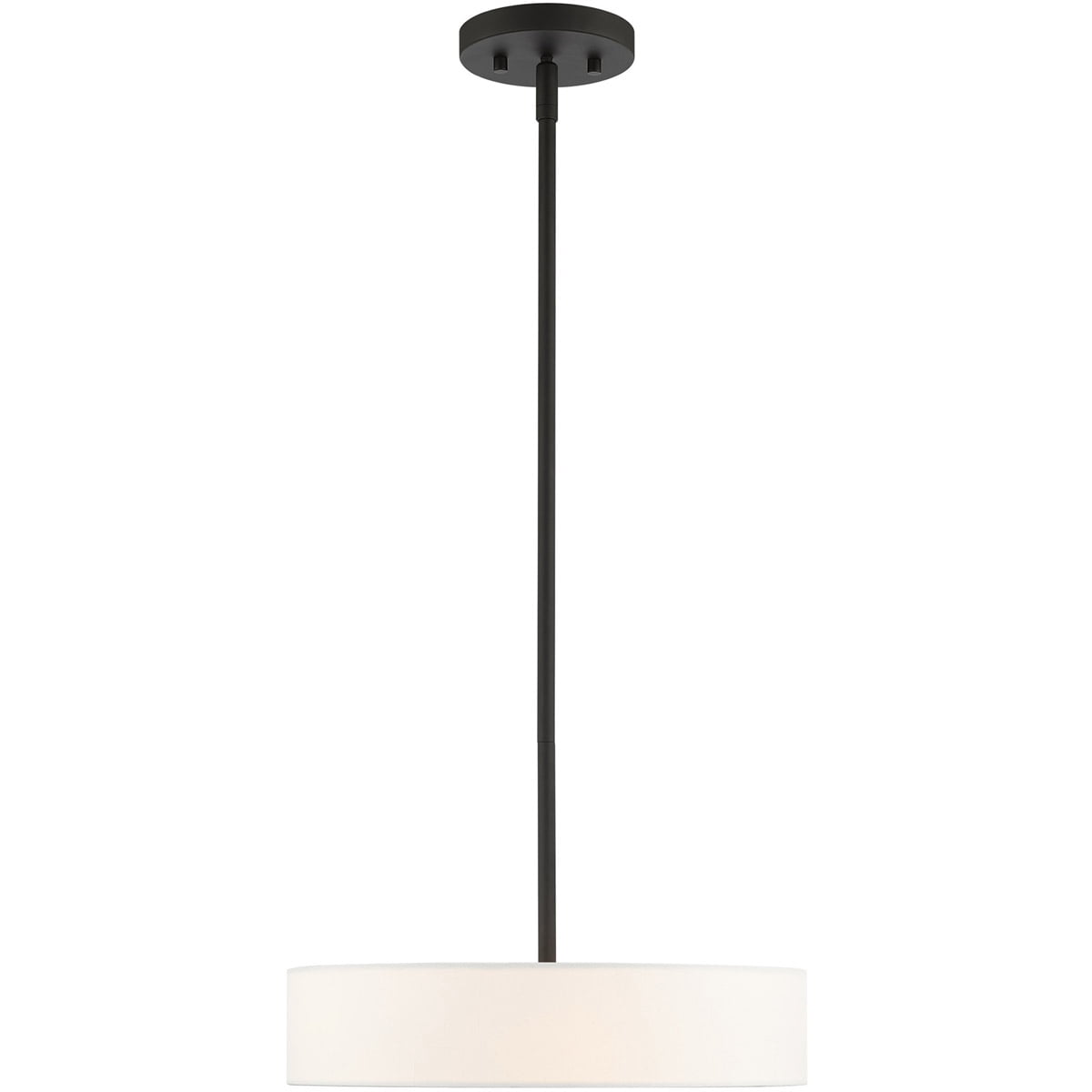 4 Light Black Chandelier with Hand Crafted Off White Fabric Hardback Shade