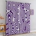 thumbnail image 4 of Retro Boho Minimal Blackout Soundproof Curtains, Cute Purple Wavy Swirl Rod Pocket Pinch Pleated Curtains, Breathable Lightweight Foldable Window Treatments for Living Room Bedroom-W52xL84in, 4 of 6