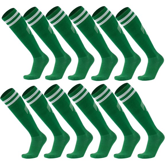 Ultrafun Unisex Stretchy Knee High Tube Athletic Compression Polyester Socks, Green (6 Packs)