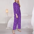 thumbnail image 4 of Kll Glitter Purple Print Women'S Long Sleeve Pajamas With Pants Sleepwear Loungewear 2 Set-Small, 4 of 9
