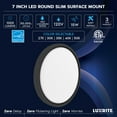 thumbnail image 7 of Luxrite 7 Inch LED Flush Mount Ceiling Light, 15W 1000LM, 5CCT 2700K-5000K, Dimmable, ETL - Black, 7 of 7
