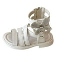 thumbnail image 3 of Leozcaa Girls Ankle Strap Flat Sandals Summer Dressy Strappy Gladiator Rhinestones Low Heels Shoes, 3 of 9