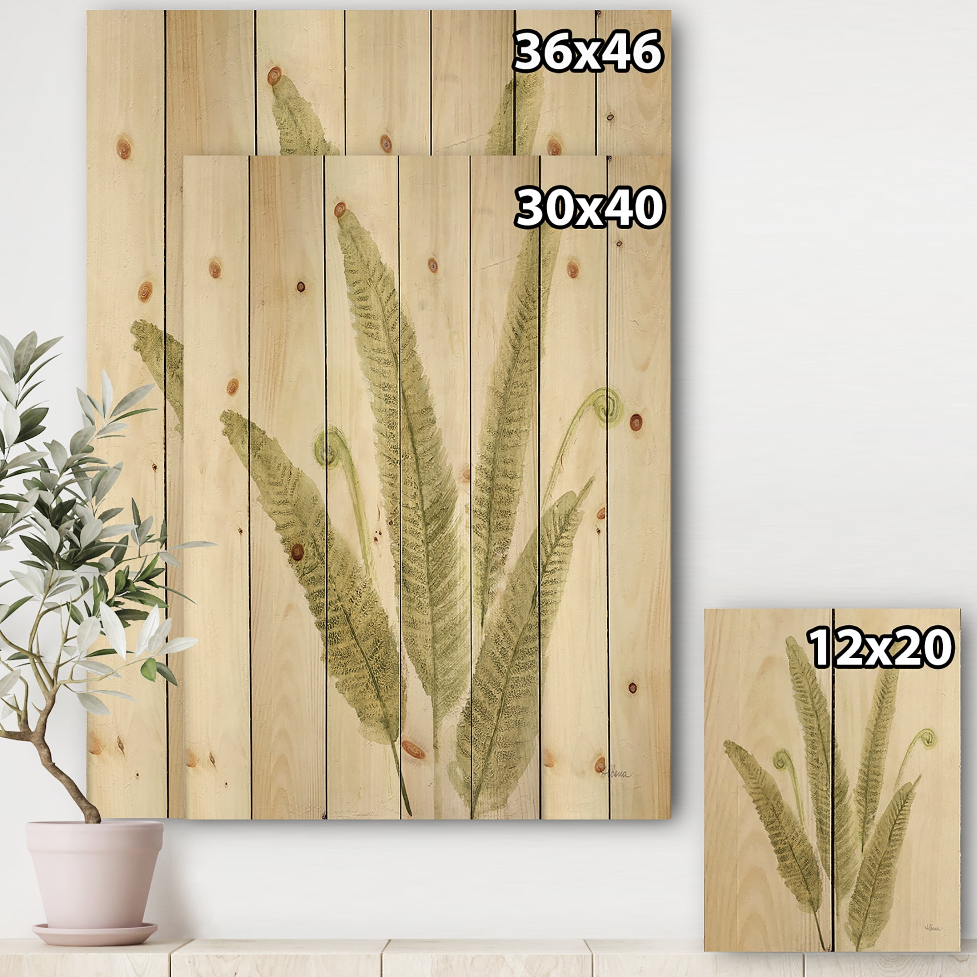 Designart 'Simple Forest III' Farmhouse Print on Natural Pine Wood