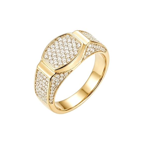 PAMTIER Gold Plated Stainless Steel Full Pave Crystal Lucky Dome Ring for Women Personalized Glam Evening Cocktail Elegant Statement Jewelry