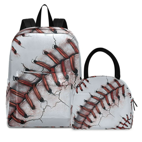 ALAZA Backpack Set Baseball Pattern Elementary School Bags Student BookBag with Lunch Bag