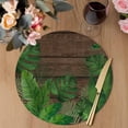 thumbnail image 3 of Tropical Leaves Round 15 Inch Placemats Set of 4, Summer Botanical Monstera Leaf Wooden Brown HeatResistant Non Slip Place Mats for Dining Table, Wipeable Braided Kitchen Table Mats for Housewarming, 3 of 9