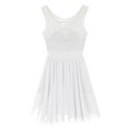 thumbnail image 7 of Loodgao Women's Lyrical Contemporary Ballet Dance Dress Gymnastics Asymmetric Chiffon Skirted Leotard White S, 7 of 7