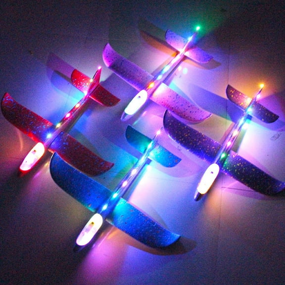 4PCS LED Light Airplane, Large Throwing, Flying Toy for Kids,Gifts for 3 4 5 6 7 8 9 Years Old Boy,Outdoor Sport Toys Birthday Party Favors Foam Airplane