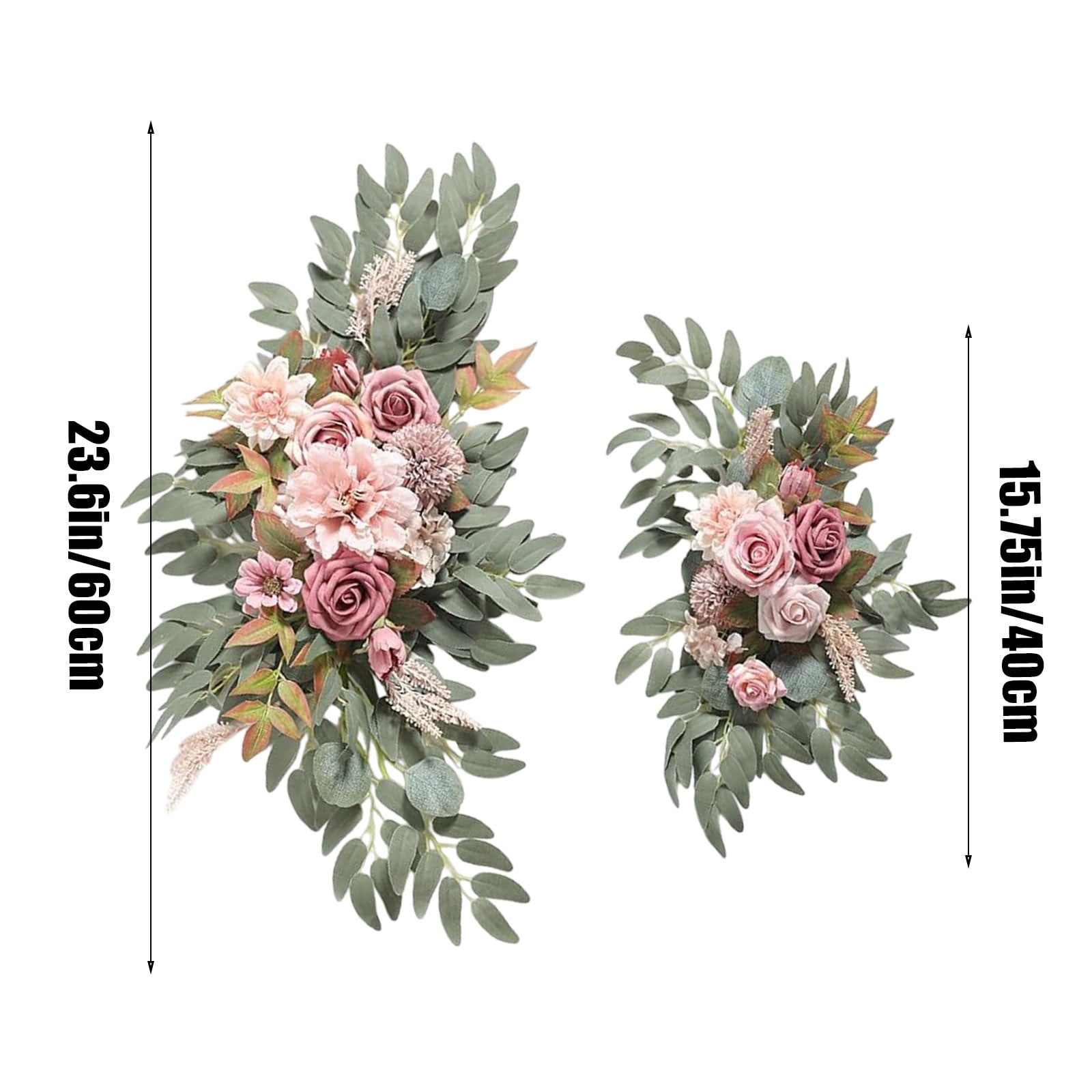 Wzzjkit Artificial Wedding Arch Flowers Kit Pack of 2, Arch Flowers Hanging Silk Flowers Arrangement Ceremony Spring Fake Rose Arbor Background Floral Party Outdoor Decor