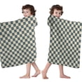 thumbnail image 4 of Navy and Beige Checkerboard Pattern Hooded Bath Towel，60"x35" for Ages 3 To 12 Kids, Quick Dry Lightweight Soft Microfiber Hood Beach Towel Cover Up for Kids, 4 of 7