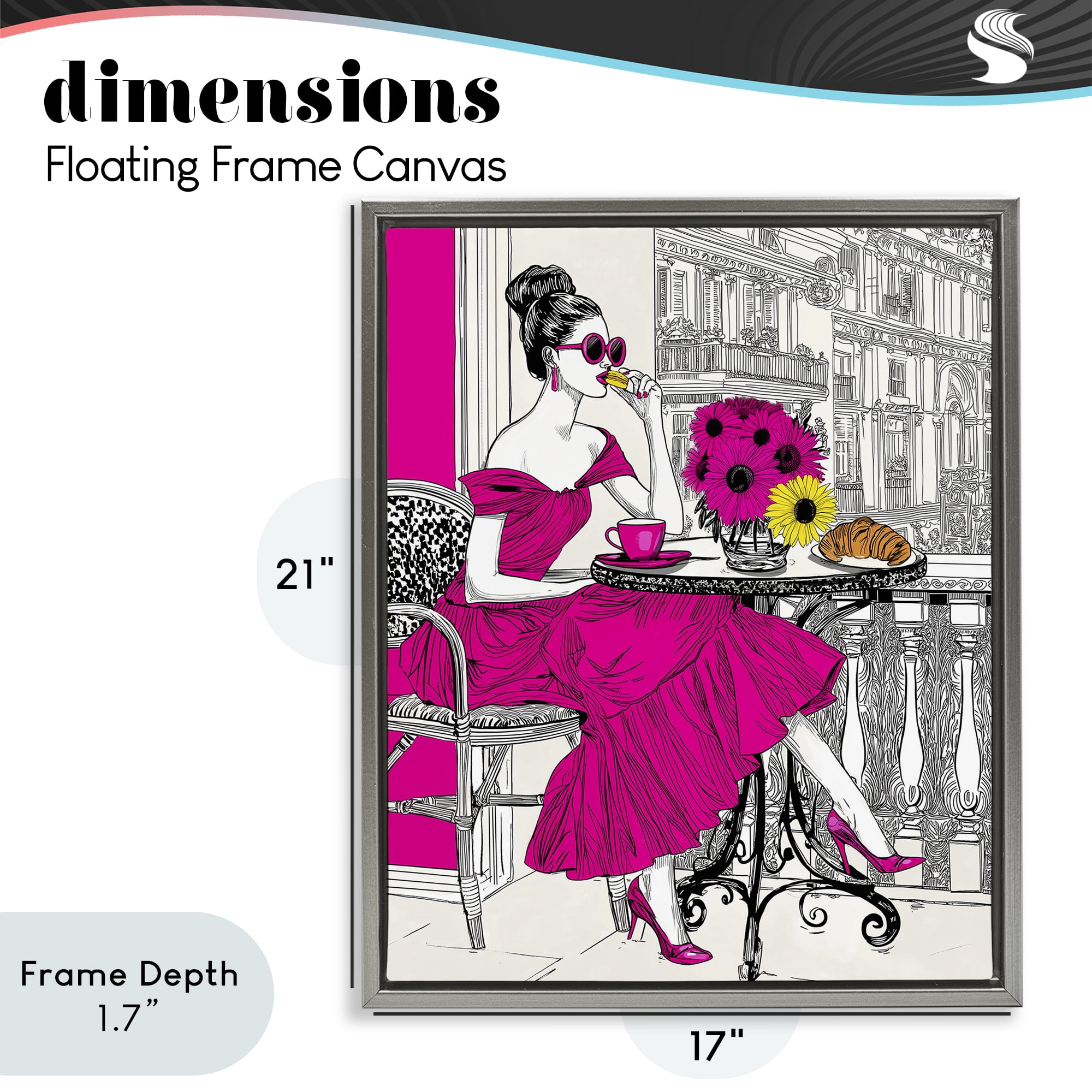 Stupell Industries Glamorous Brunch on Balcony Gray Framed Floater Canvas Wall Art, design by Jess Stempel