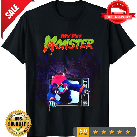 My Pet Monster T-shirt Short Sleeve Toy Doll TV Series Black Tee, CROWD FAVORIT-TH77649