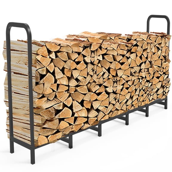 6.7ft Adjustable Heavy Duty Firewood Rack, Black Metal Log Holder for Indoor Outdoor Fireplace