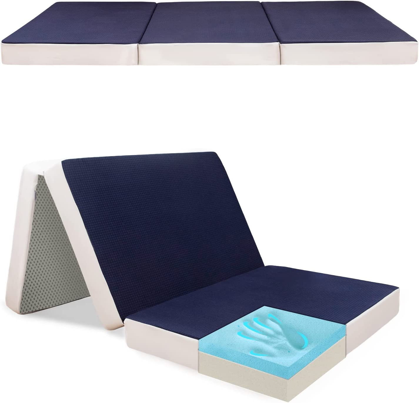 Foldable Mattress 4 Inch Foam Trifold Mattress Camping Mattress