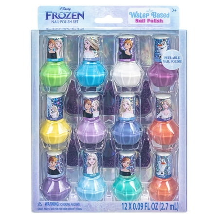 Disney Frozen Kids Nail Polish Set for Girls, Non-Toxic, Water-Base, Peelable, Safe for Kids 3 