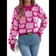 thumbnail image 2 of Suéter de Cuello Alto para Mujer, Larga, Bloque, Corazón, Tejido, Otoño Invierno, Jersey de Punto Acanalado. Rosa S, 2 of 10