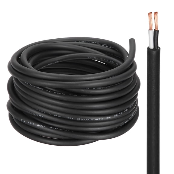 Uxcell SJOOW 14 Gauge 2 Conductor Electrical Wire, 50ft 14 AWG Automotive Wire, Portable Power Cable 300V for Generators, LED Lights, Battery Chargers, Flexible Extension Cord