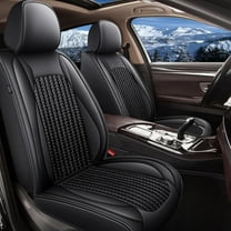 AOMSAZTO Fit Ford Edge 2007-2024 Car Seat Cover 5-seat Faux Leather Full Set Compatible airbag (Black)