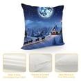 thumbnail image 4 of BCIIG Santa Sleigh Snowy Village Full Moon Graphic Decorative Cushion Throw Pillow Cover for Home Couch Living Room Bed, Winter Aesthetic Decor, 1PC 22x22in, 4 of 5