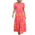 thumbnail image 1 of EQWLJWE Robes d'Été pour Femmes 2023 Robes pour Femmes Liquidation Robes de Printemps / Été Loisirs Vacances Col en V Taille Haute Lacée Fendue Imprimée, 1 of 8