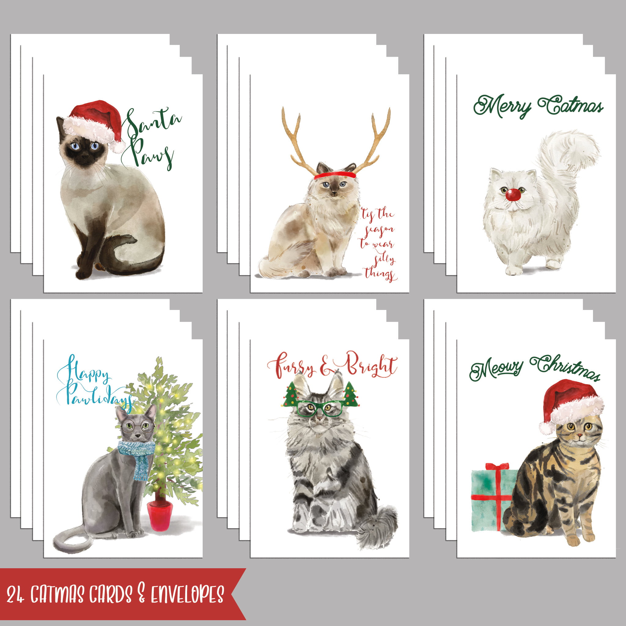 Cute 3D Cat Folding Card Handmade Happy Birthday Merry Christmas Greeting Cards 