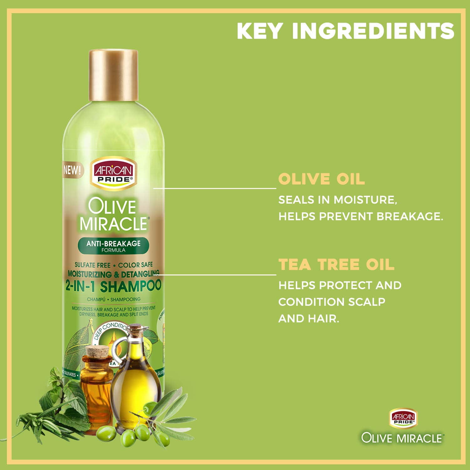 African Pride Olive Miracle 2 in 1 Hair Shampoo & Conditioner, 12 oz, 2 Pack