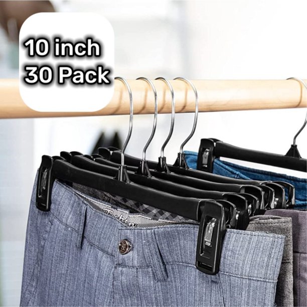 ACSTEP Pants Hangers 10 inch 30 Pack, Plastic Skirt Hanger with Non