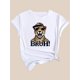 thumbnail image 3 of Chic Lion Print Women's T-Shirt - Casual Round Neck, Short Sleeve Top, Breathable Polyester, Machine Washable - Perfect for Spring/Summer/Fall, 3 of 7