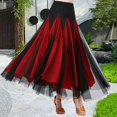 thumbnail image 6 of yuksok Women Ballroom Dance Skirt Skirt for Latin Samba Stage Performance Red M, 6 of 9