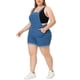 thumbnail image 4 of Overoles cortos de mezclilla para mujer de tallas grandes Agnes Orinda, con dobladillo enrollado y bolsillo, 5X, azul mezclilla, 4 of 6