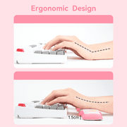 GeekShare Extended Mouse Pad & Wrist Rest Kits Non-Slip Rubber Mouse Mat for working , Gaming Star Wing Pink
