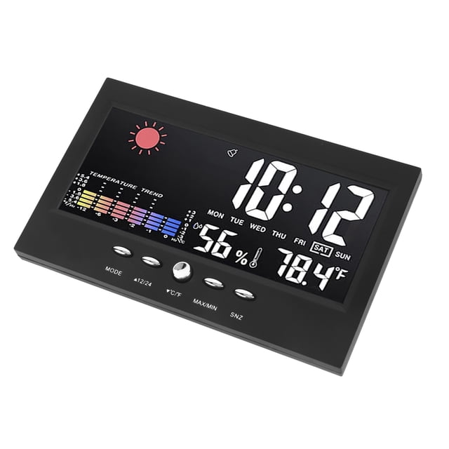 Reloj despertador ANGGREK Meteorológico Negro con cable USB
