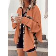 thumbnail image 3 of Womens Waffle Knit Plaid Shacket Boyfriend Button Down Shirt Jacket Loose Long Sleeve Tops, 3 of 4