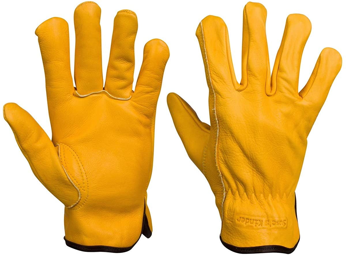 5 Pairs Of Fleece Lined Leather Lorry Drivers Work Gloves Safety Quality Size L 