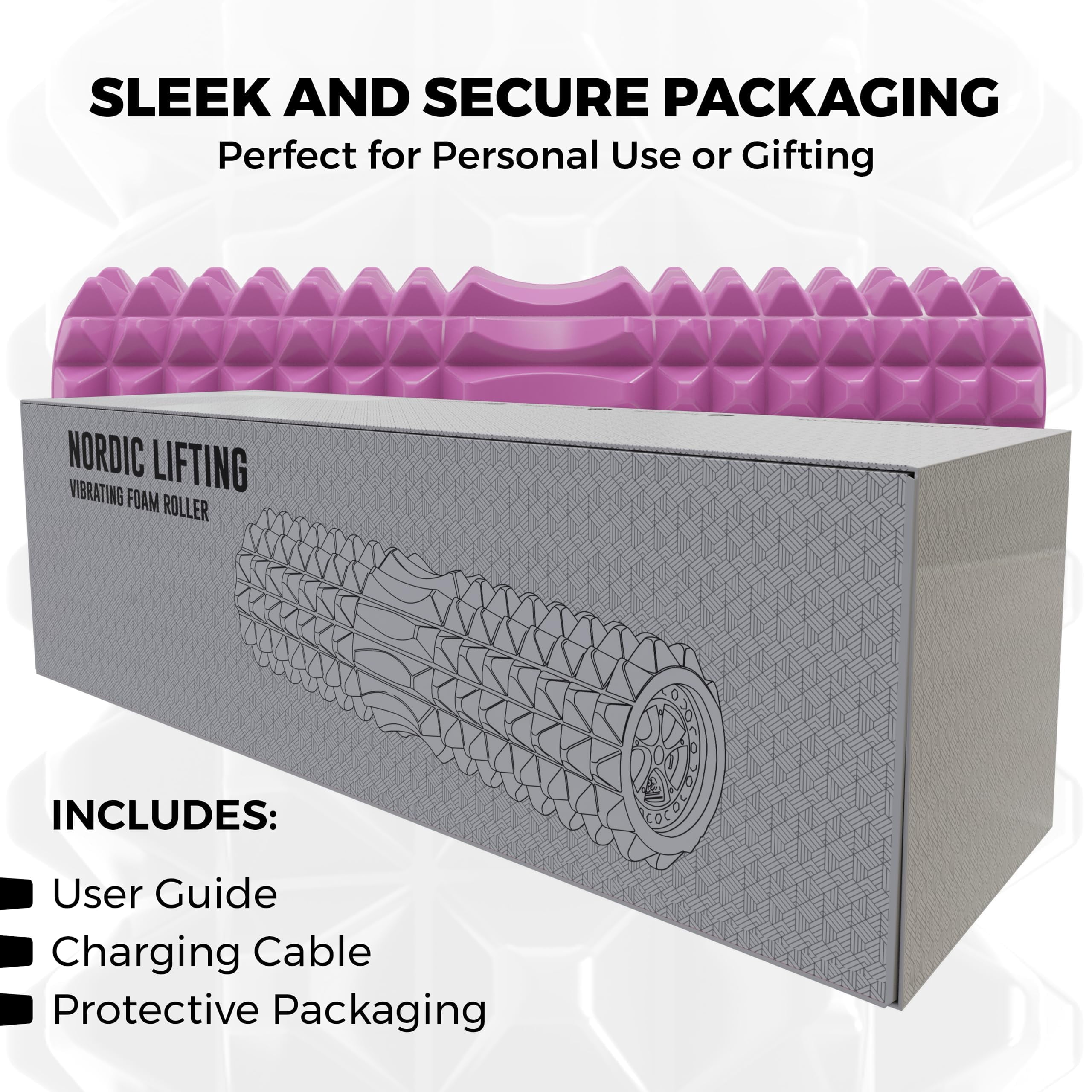 Nordic Lifting Vibrating Foam Roller – 5-Speed Deep Tissue Back Roller for Muscle Massage & Recovery - Pink