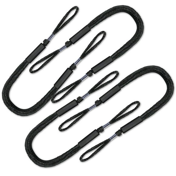 FLOODKING 2-Pack Mooring Ropes 3FT - Bungee Dock Lines with Bumper for Kayaks, Boats, Jet Skis