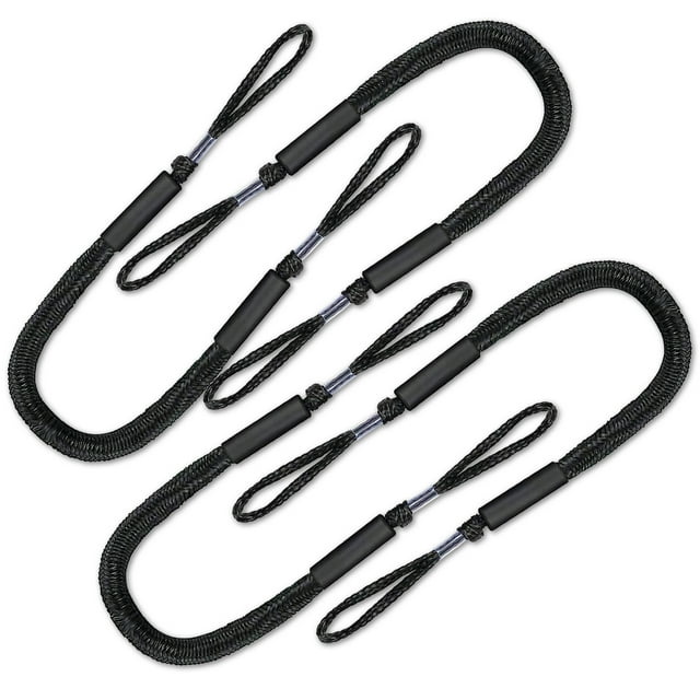 FLOODKING 2-Pack Mooring Ropes 3FT - Bungee Dock Lines with Bumper for Kayaks, Boats, Jet Skis
