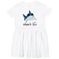 thumbnail image 3 of Inktastic Shark Life Fun Shark with Sunglasses Girls Toddler Dress, 3 of 5
