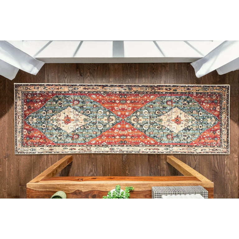 Lahome Moroccan Washable Living Room Rug - 3x5 Area Rugs for Bedroom Throw  Non-Slip Low-Pile Entryway Rug Bathroom Rugs Soft White Distressed Indoor