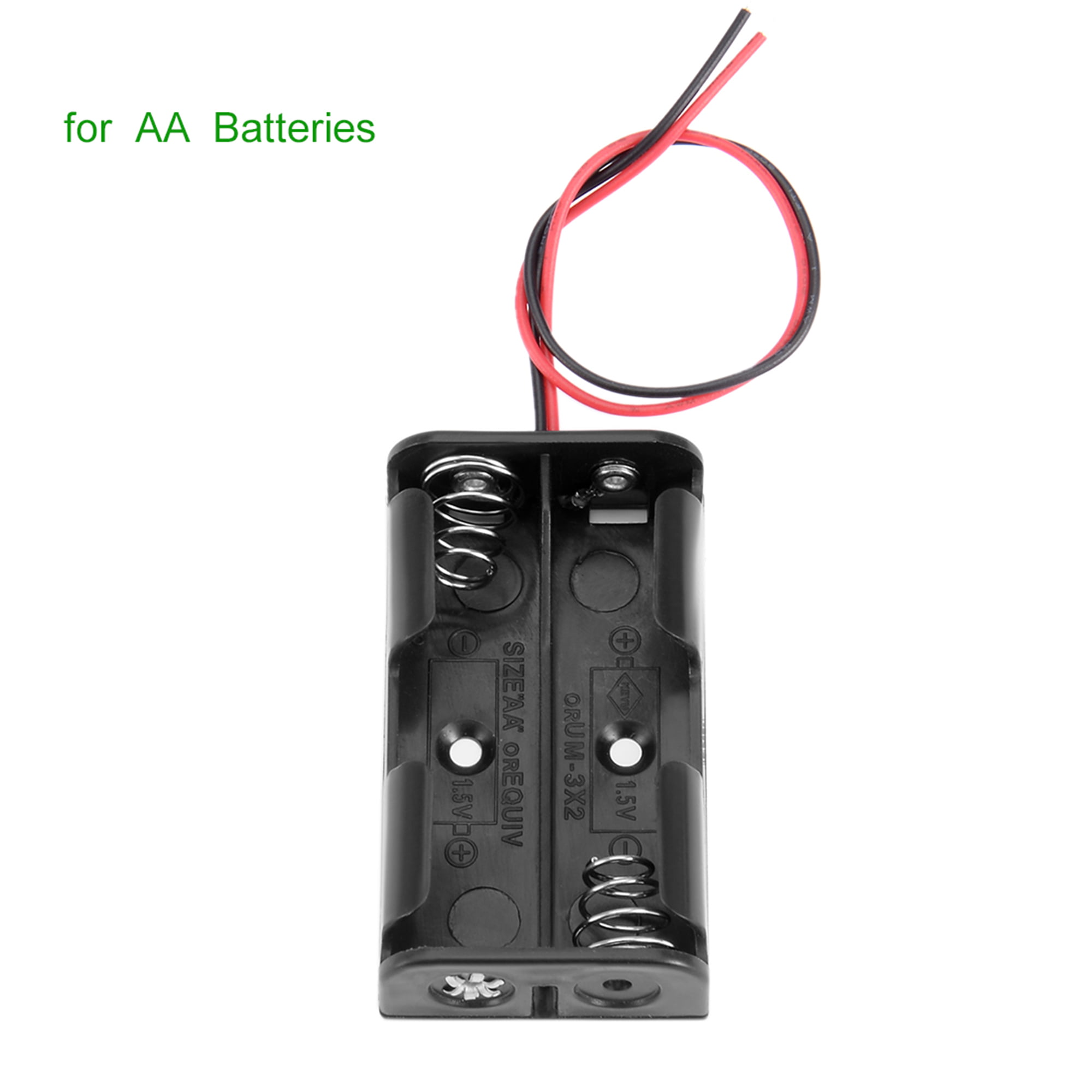 1Stks Plastic Battery Storage Case Box Holder For2 X AA 2xAA 3V with wire leads 