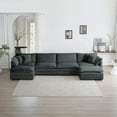 thumbnail image 2 of Modern Gray U-Shape Couch with Reversible Chaise and Extra Ottomans for Living Room, 2 of 11