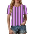 thumbnail image 3 of Puntoco Tops Blouses for women Clearance 2025,Womens Summer Tops 2025 Color Block Shirts Casual Crewneck Oversized Tshirts Ribbed Knit Tees Blouse Purple XXL(XXL), 3 of 7