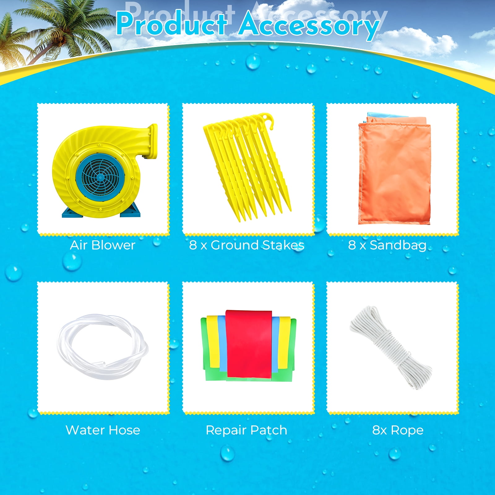 OFFMUST Commercial Inflatable Water Slide Water Park for Kids and Adults, 24 ft Long, PVC, with Blower