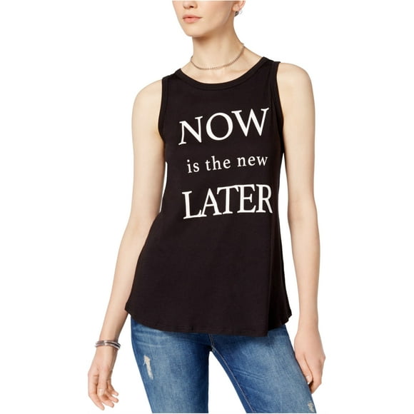 Carbon Copy Womens Now Is The New Later Tank Top, Black, Large