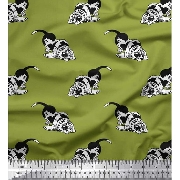 Soimoi Cotton Poplin Fabric Basset Hound Dog Fabric Prints by Yard 56 Inch Wide