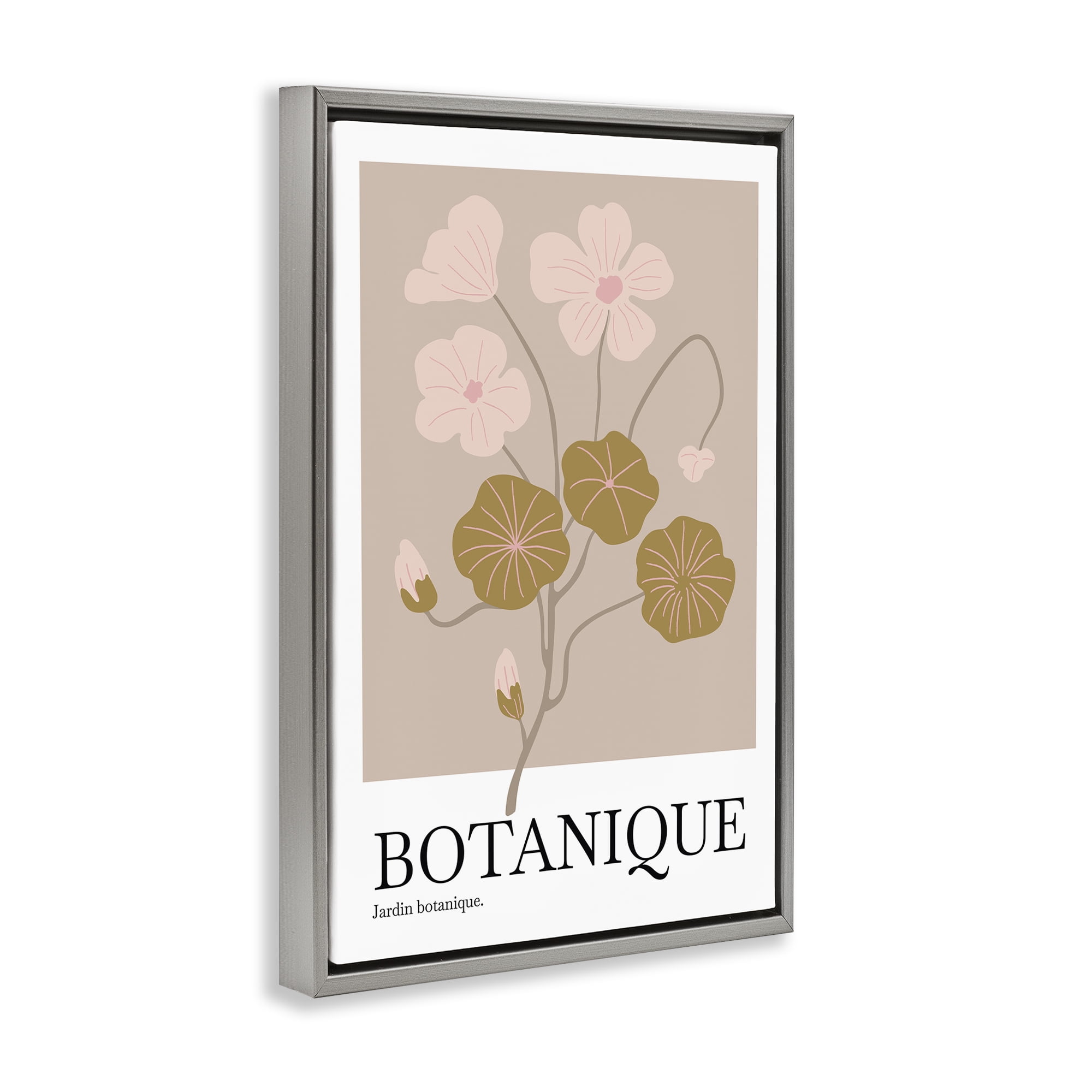 Stupell Industries Botanique Modern Sprouts Plants & Flowers Painting Gray Floater Framed Canvas Art Print Wall Art, 21 x 31